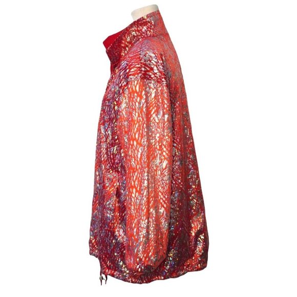Y2K Holographic Bomber Jacket, Reversible Red Jacket, Silver Hologram 90s Unisex - Picture 4 of 10